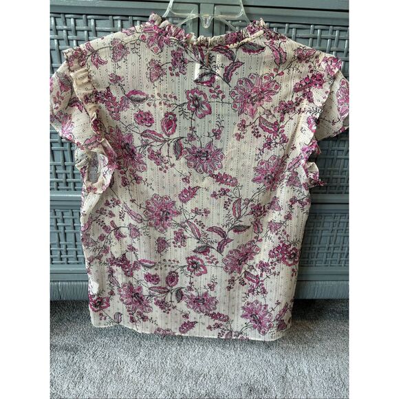 NWOT MISA Basia Siena Pink Paisley Floral Chiffon Flutter Sleeve Top, XS $210 B1 - Picture 7 of 10